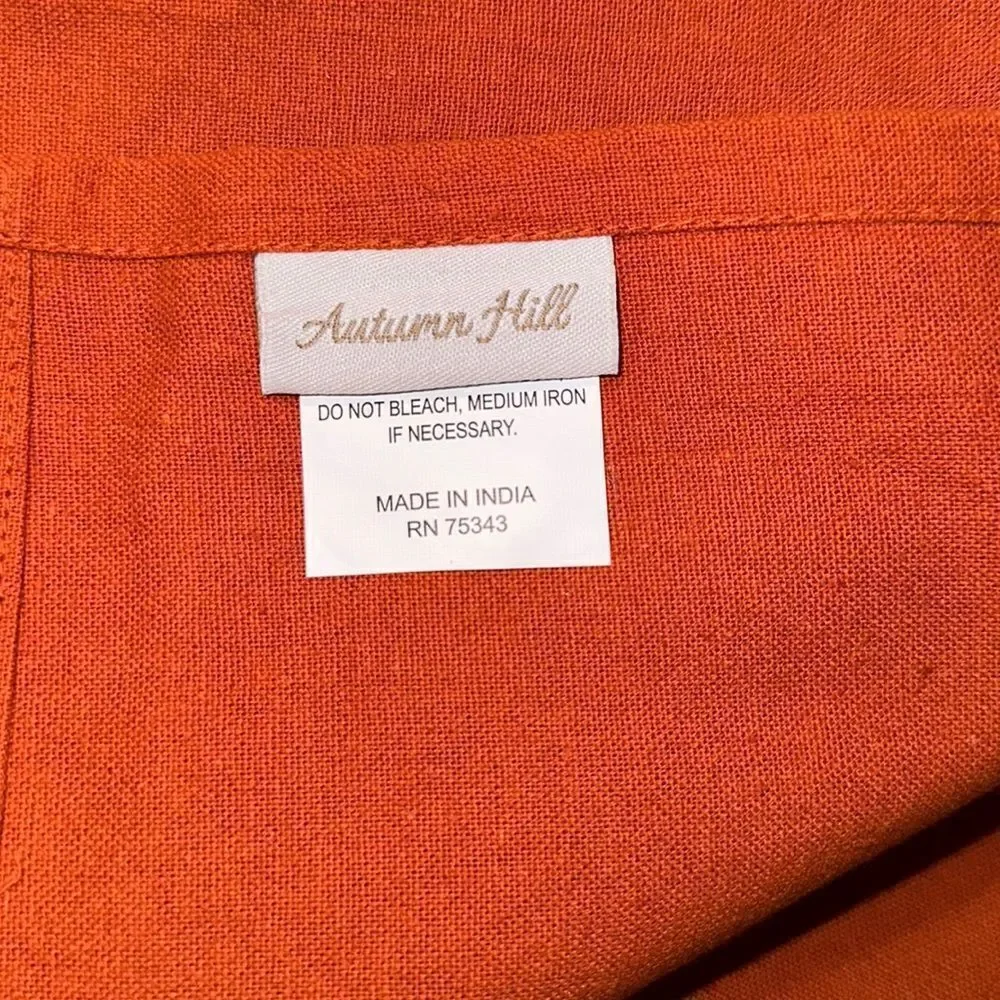 Autumn Hill Rust White Orange Set of 3 Cotton Fall Harvest Kitchen Towels